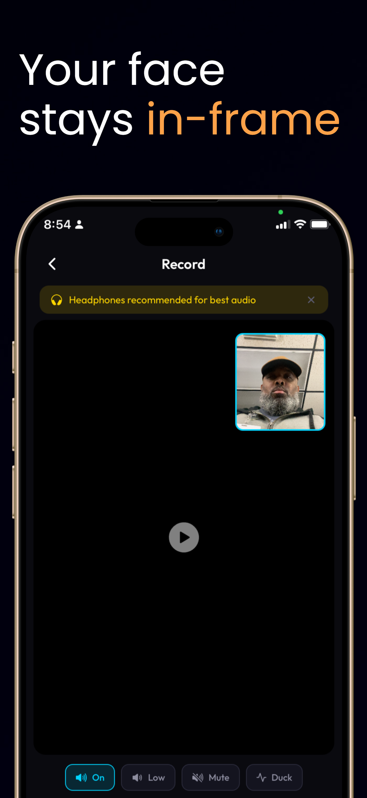 Record your face-cam reaction in real-time
